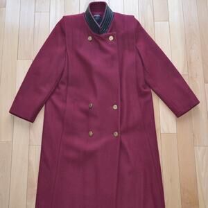 Vintage Peacoat Size Large (Women's) ADA 80's Pea Coat Red with Gold Accents
